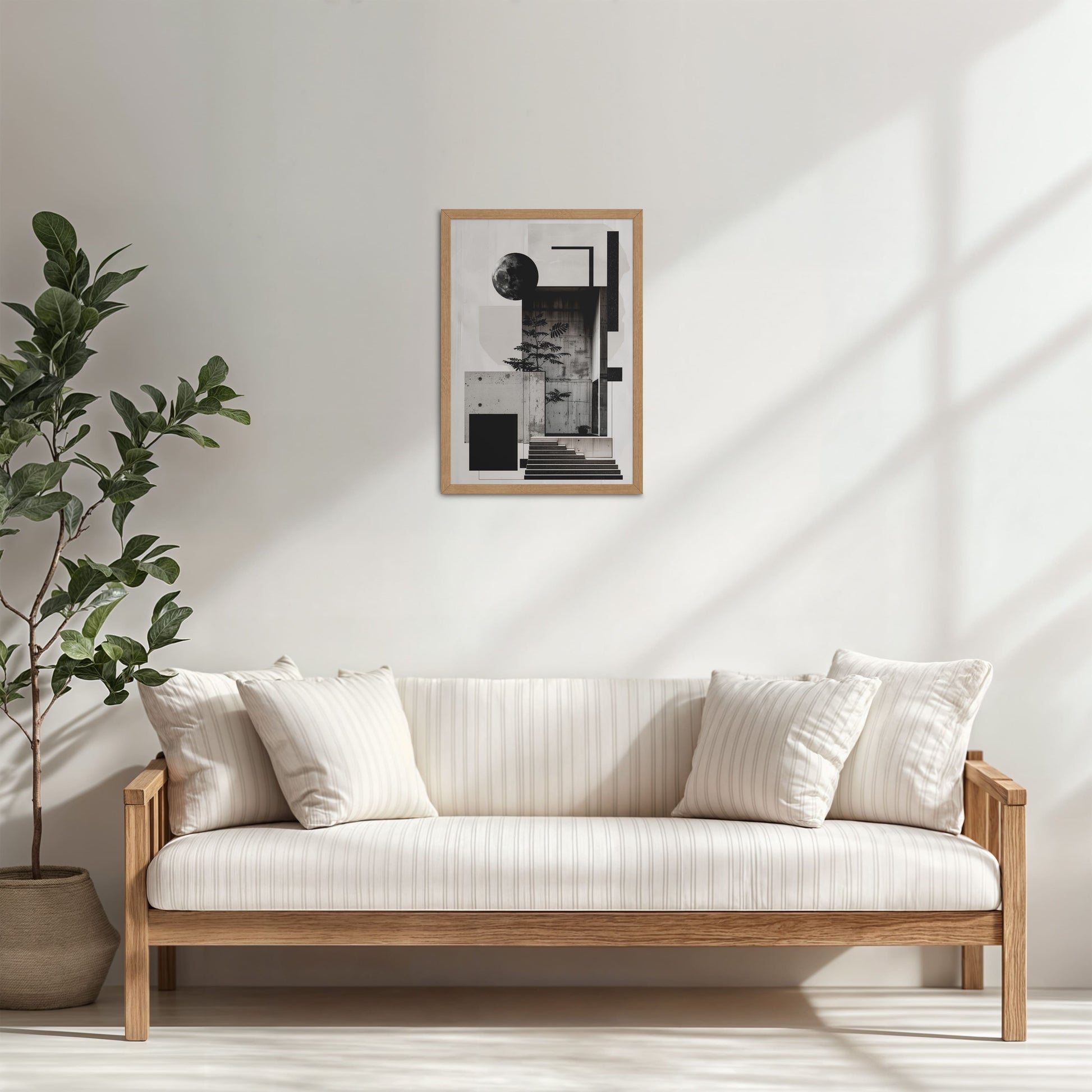 Living Room Cabinet Table Preview of Structured Beauty – Aesthetic Architecture Wall Art Frame in Natrual Color Frame