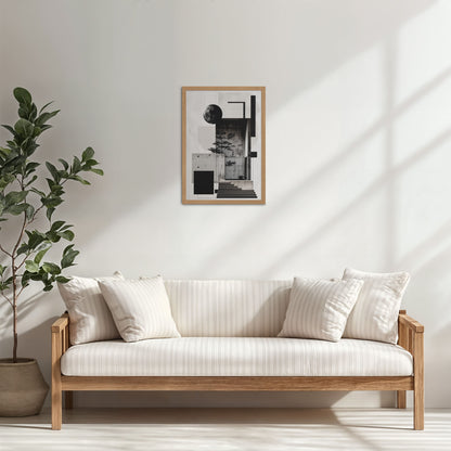 Living Room Cabinet Table Preview of Structured Beauty – Aesthetic Architecture Wall Art Frame in Natrual Color Frame