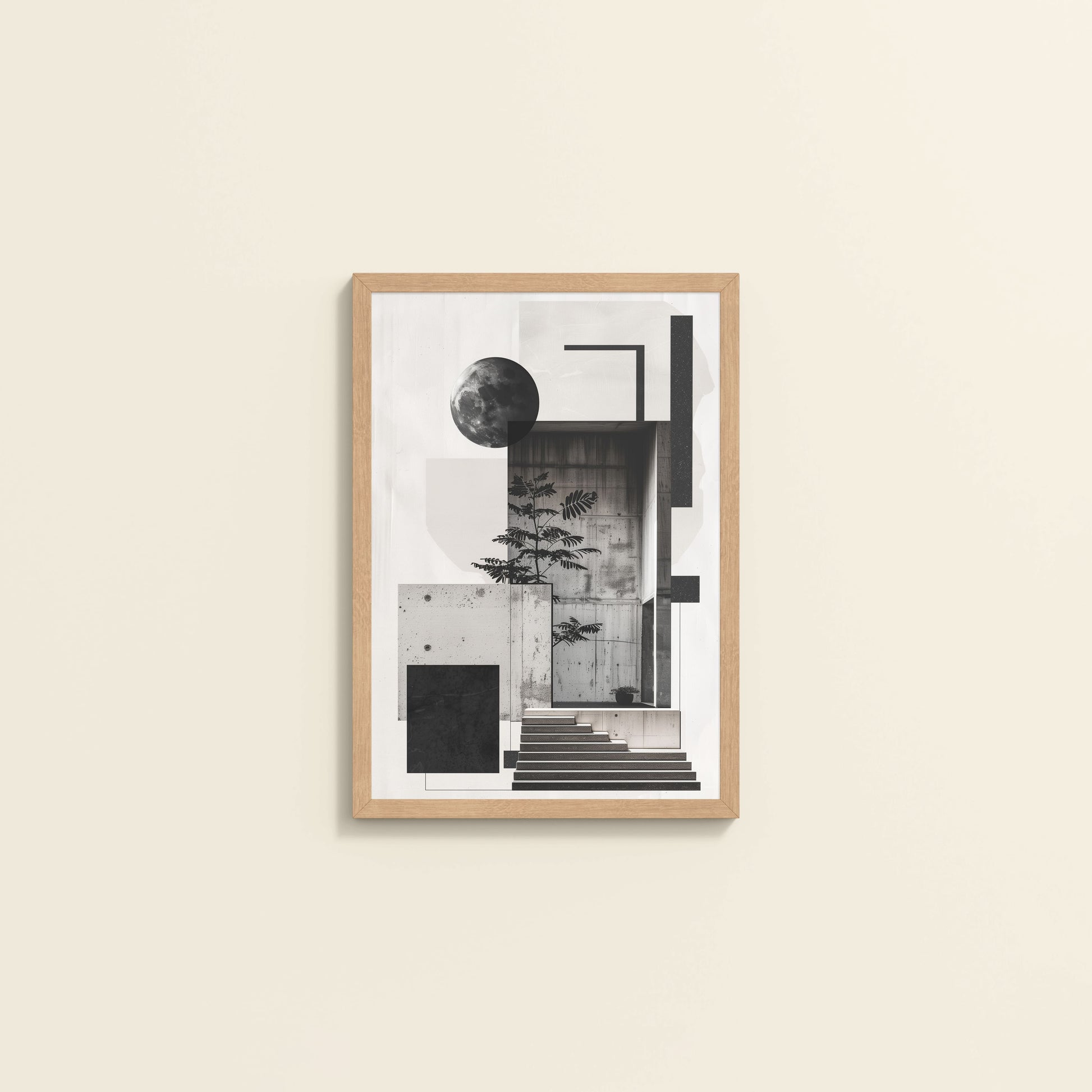 Wall View of Structured Beauty – Aesthetic Architecture Wall Art Frame in Natrual Color Frame