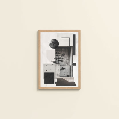 Wall View of Structured Beauty – Aesthetic Architecture Wall Art Frame in Natrual Color Frame