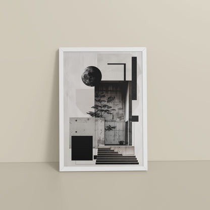 Floor View of Structured Beauty – Aesthetic Architecture Wall Art Frame in White Color Frame