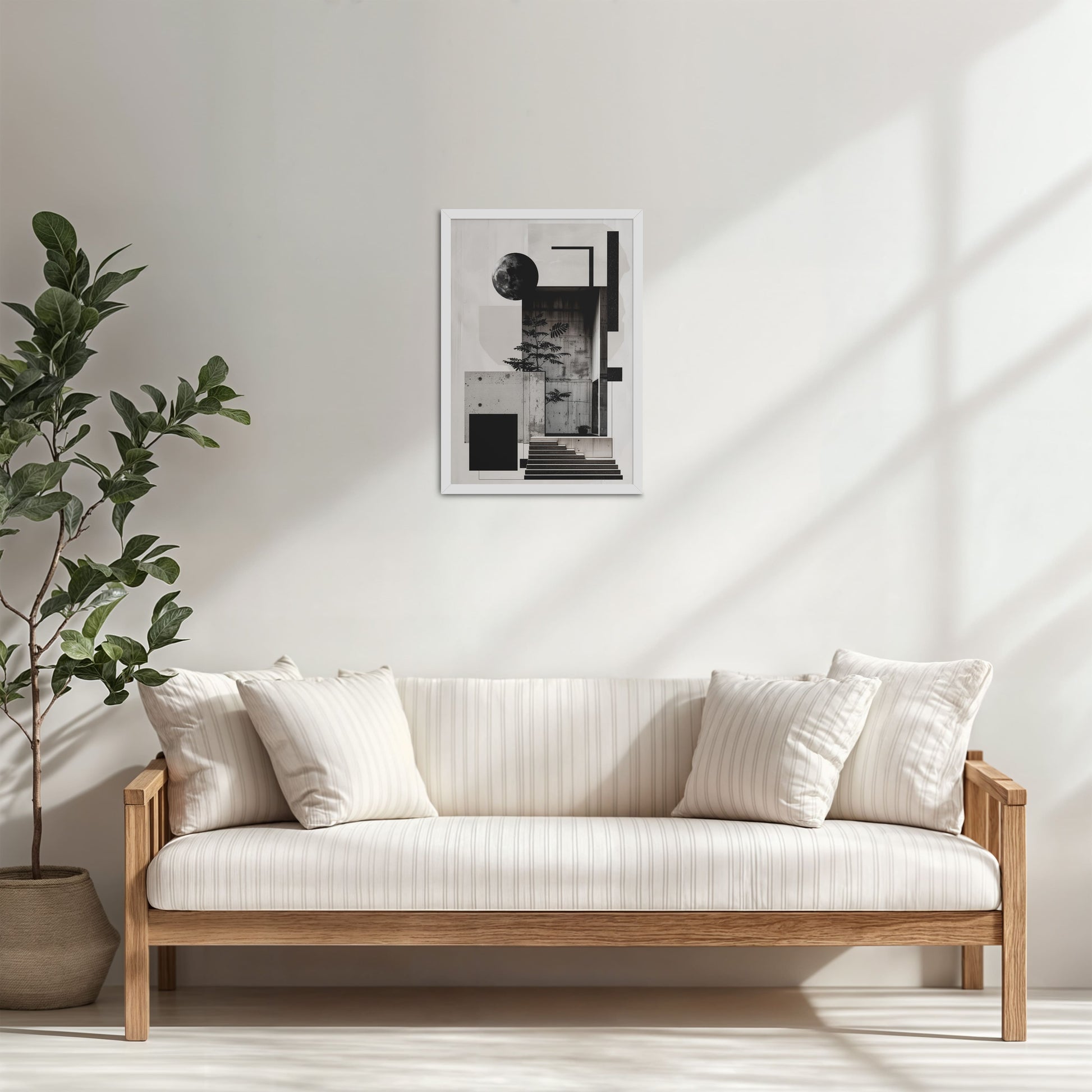 Living Room Cabinet Table Preview of Structured Beauty – Aesthetic Architecture Wall Art Frame in White Color Frame