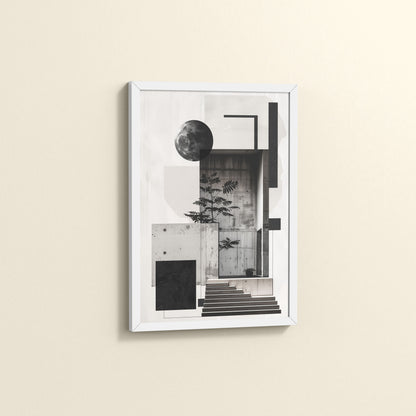 Side View of Structured Beauty – Aesthetic Architecture Wall Art Frame in White Color Frame