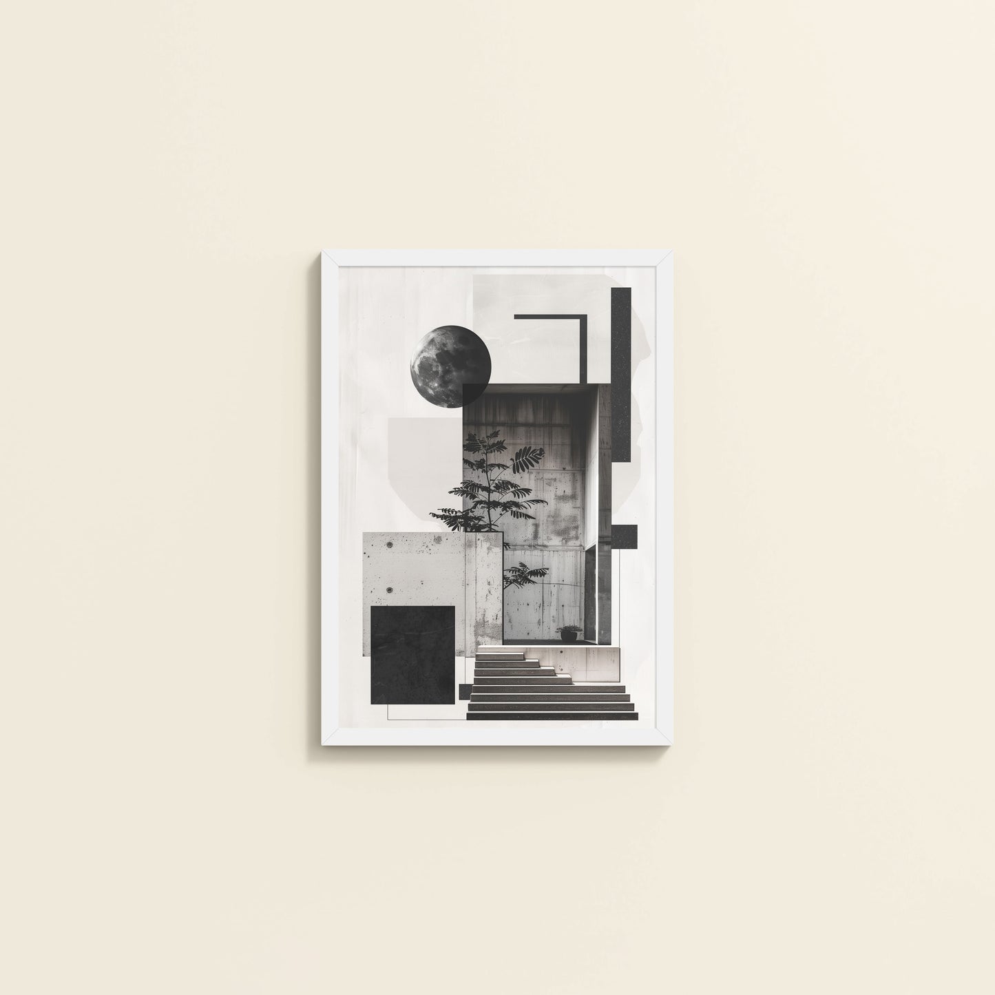 Wall View of Structured Beauty – Aesthetic Architecture Wall Art Frame in White Color Frame