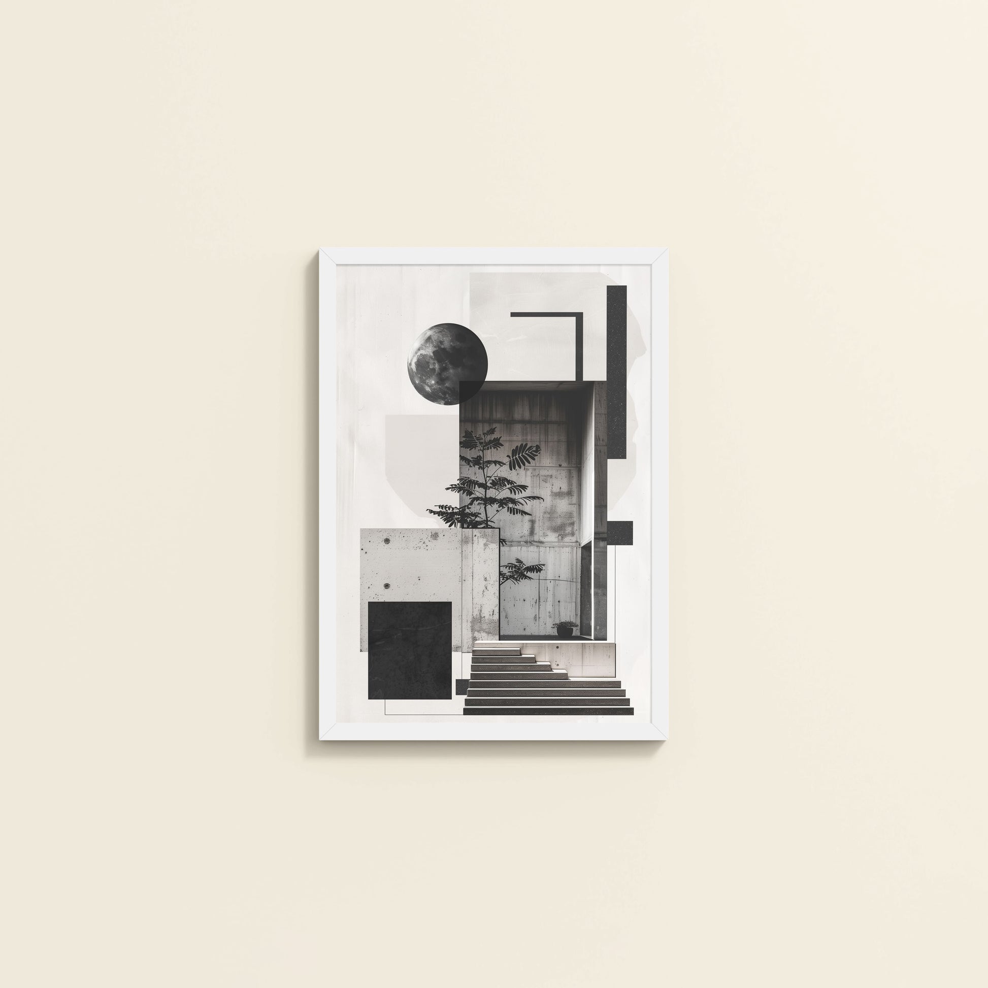 Wall View of Structured Beauty – Aesthetic Architecture Wall Art Frame in White Color Frame