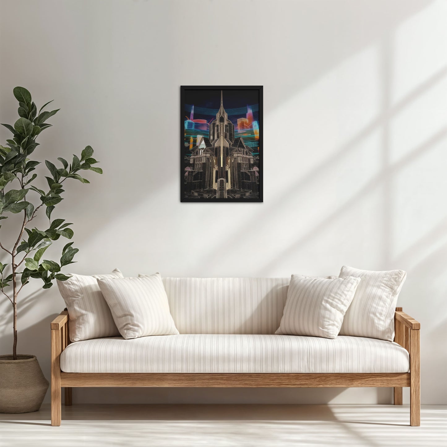 Living Room Cabinet Table Preview of Enchanted Town – Interior Architecture Wall Art Frame in Black Color Frame