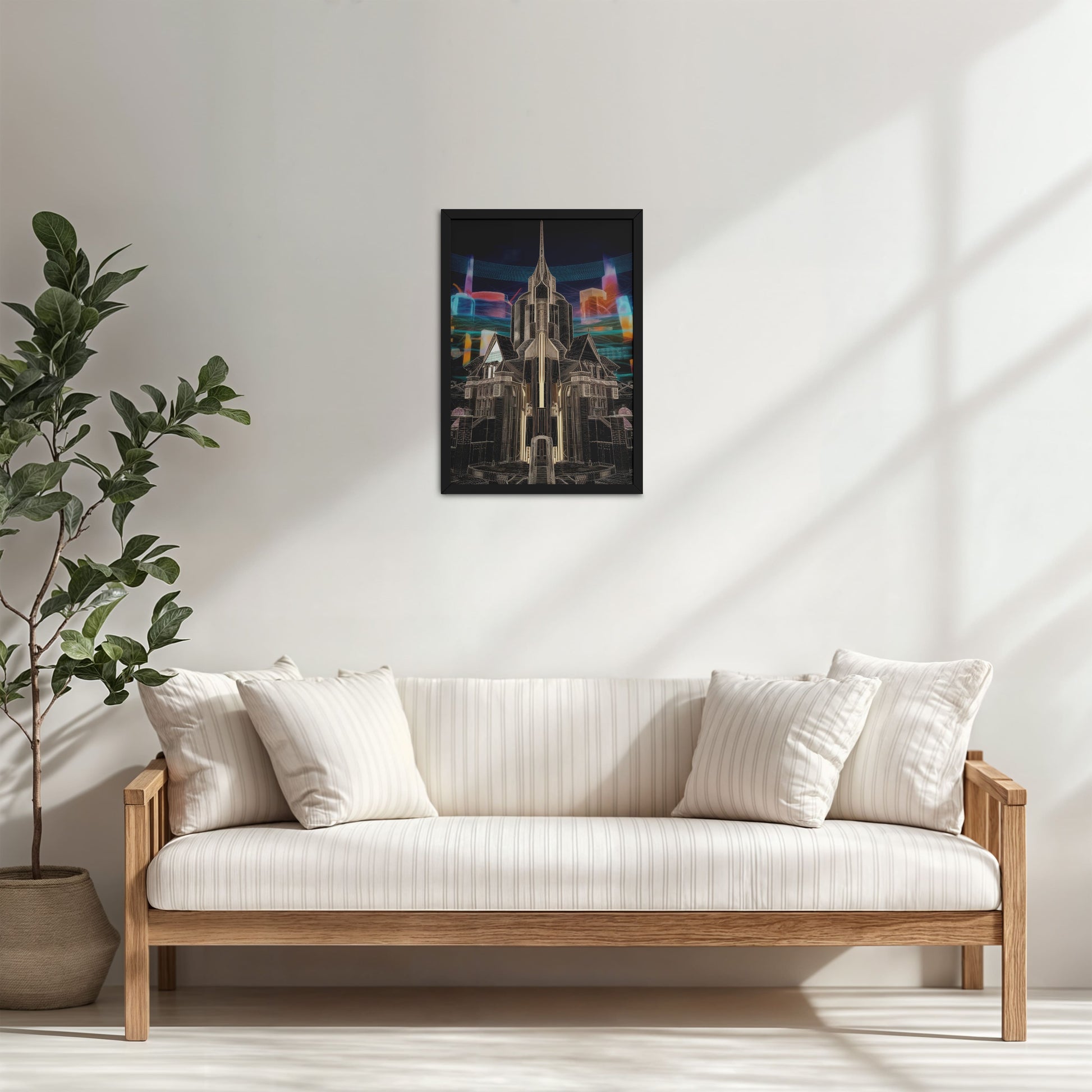 Living Room Cabinet Table Preview of Enchanted Town – Interior Architecture Wall Art Frame in Black Color Frame