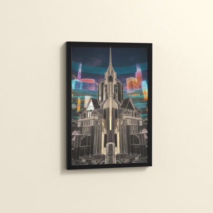 Side View of Enchanted Town – Interior Architecture Wall Art Frame in Black Color Frame