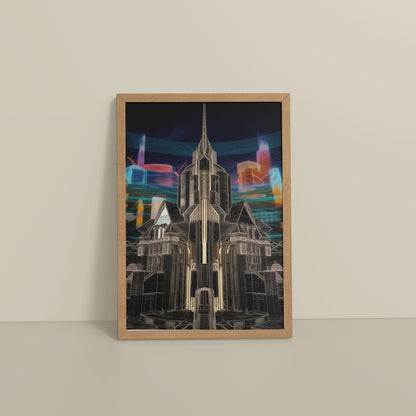 Floor View of Enchanted Town – Interior Architecture Wall Art Frame in Natrual Color Frame