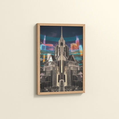 Side View of Enchanted Town – Interior Architecture Wall Art Frame in Natrual Color Frame