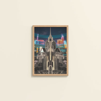 Wall View of Enchanted Town – Interior Architecture Wall Art Frame in Natrual Color Frame