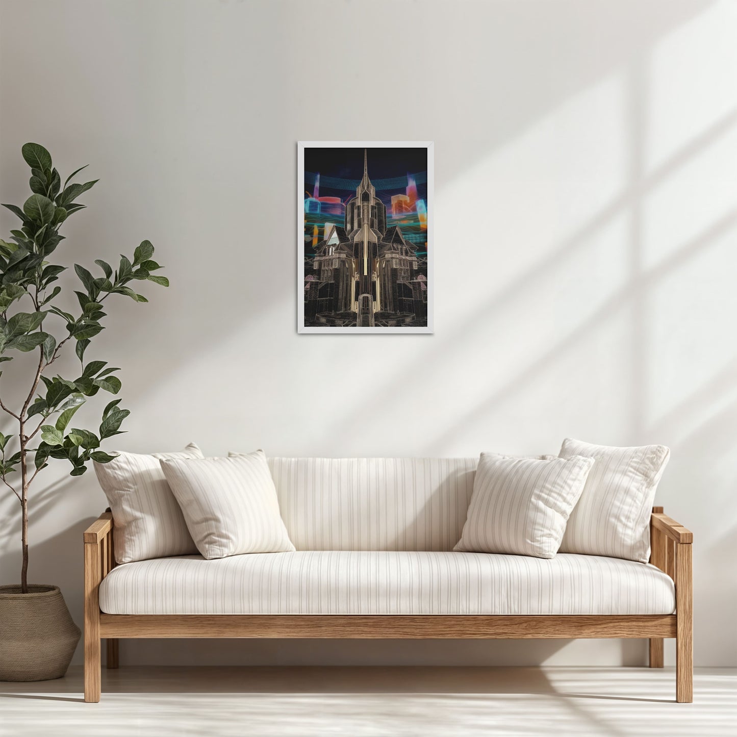 Living Room Cabinet Table Preview of Enchanted Town – Interior Architecture Wall Art Frame in White Color Frame