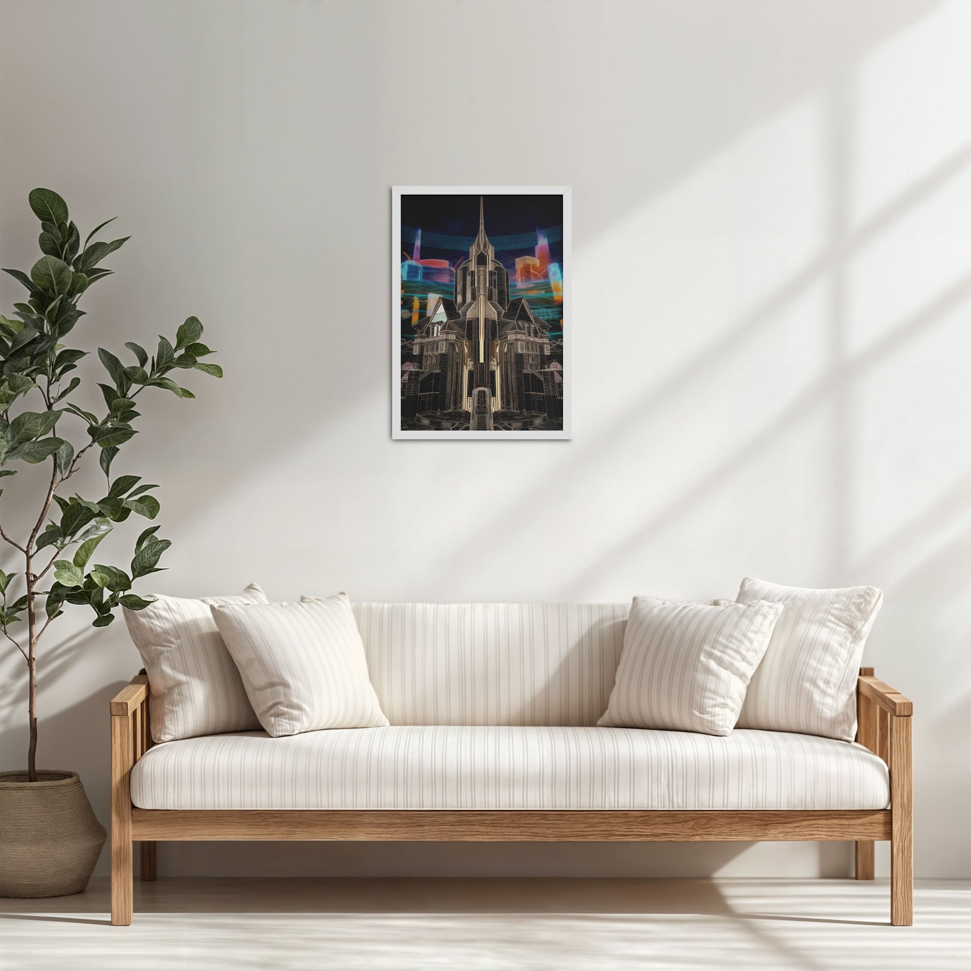 Living Room Cabinet Table Preview of Enchanted Town – Interior Architecture Wall Art Frame in White Color Frame
