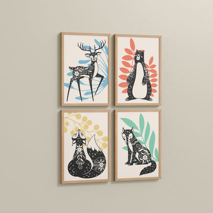 Side View of Nature’s Gaze – Wild Animal Portrait Set of 4 Frames in Natrual Color Frame