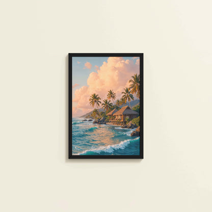 Wall View of Waves of Serenity – Beachfront Bliss Photo Frame in Black Color Frame