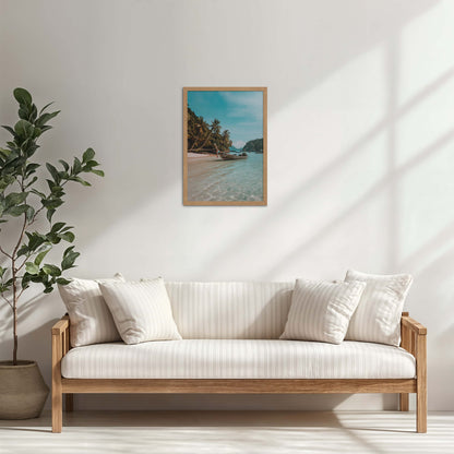 Living Room Cabinet Table Preview of Ocean’s Edge – Resting Boat Wall Art & Frame in Natrual Color Frame