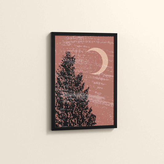 Side View of Sacred Moon & Tree – Boho-Inspired Wall Decor in Black Color Frame