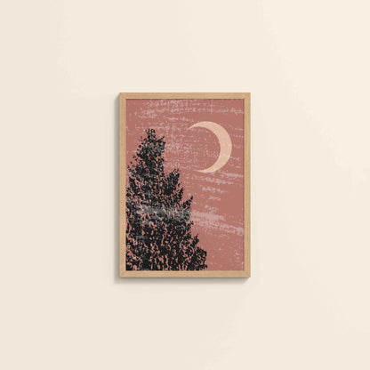 Wall View of Sacred Moon & Tree – Boho-Inspired Wall Decor in Natrual Color Frame