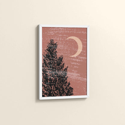 Side View of Sacred Moon & Tree – Boho-Inspired Wall Decor in White Color Frame