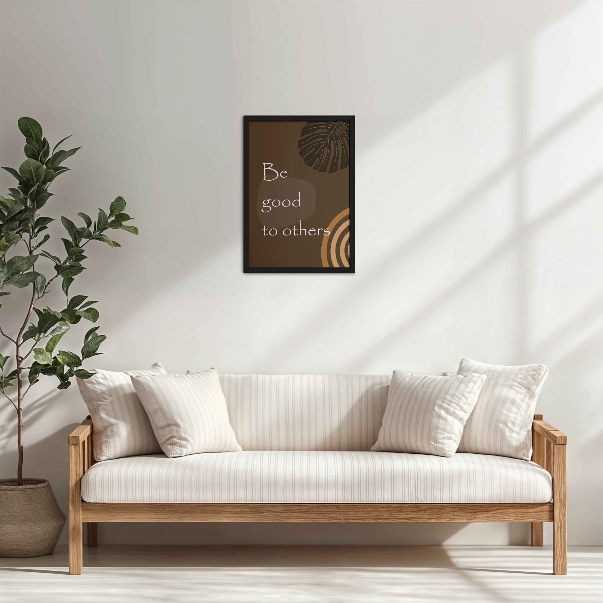 Living Room Cabinet Table Preview of Be Good to Others – Boho Kindness Wall Art in Black Color Frame