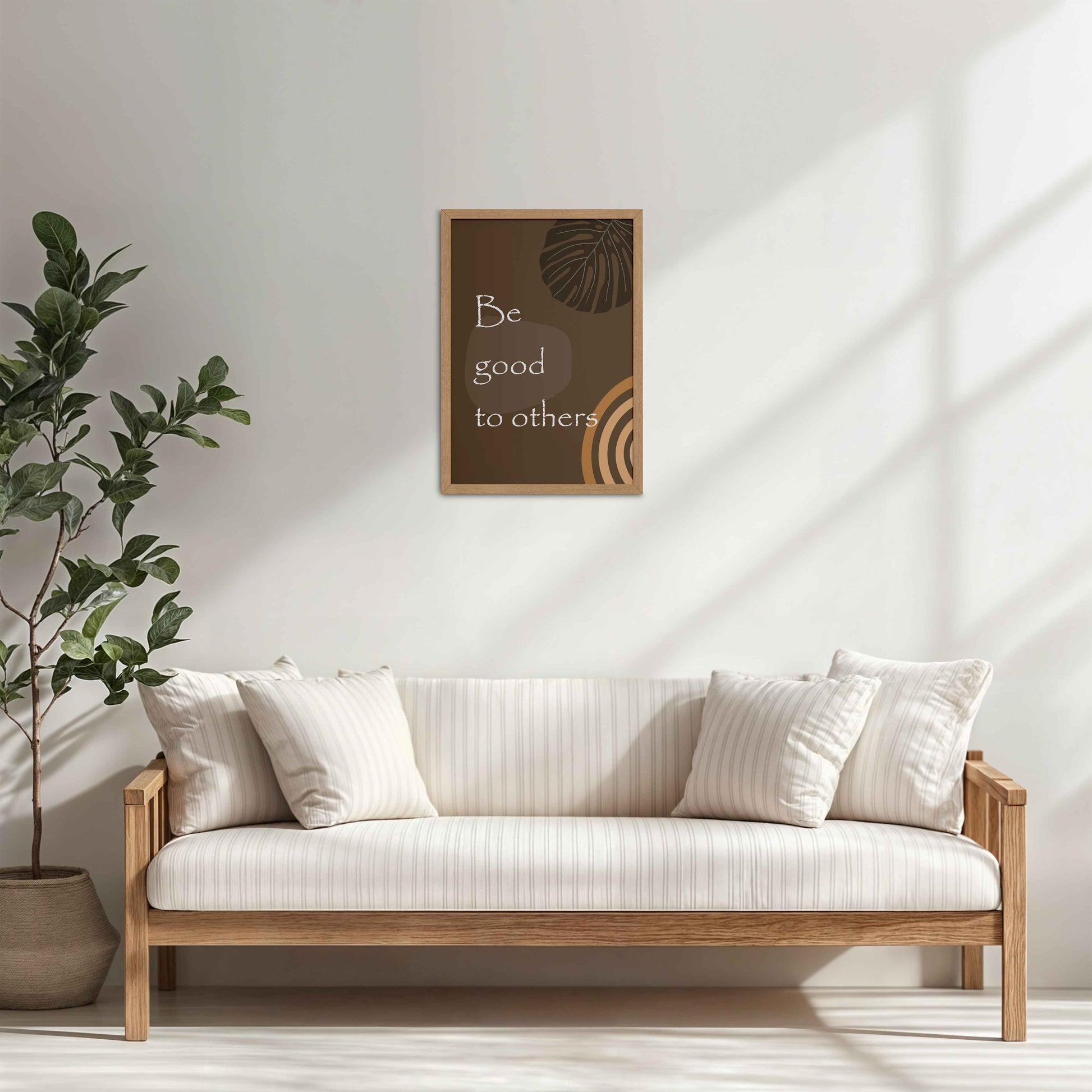 Living Room Cabinet Table Preview of Be Good to Others – Boho Kindness Wall Art in Natrual Color Frame