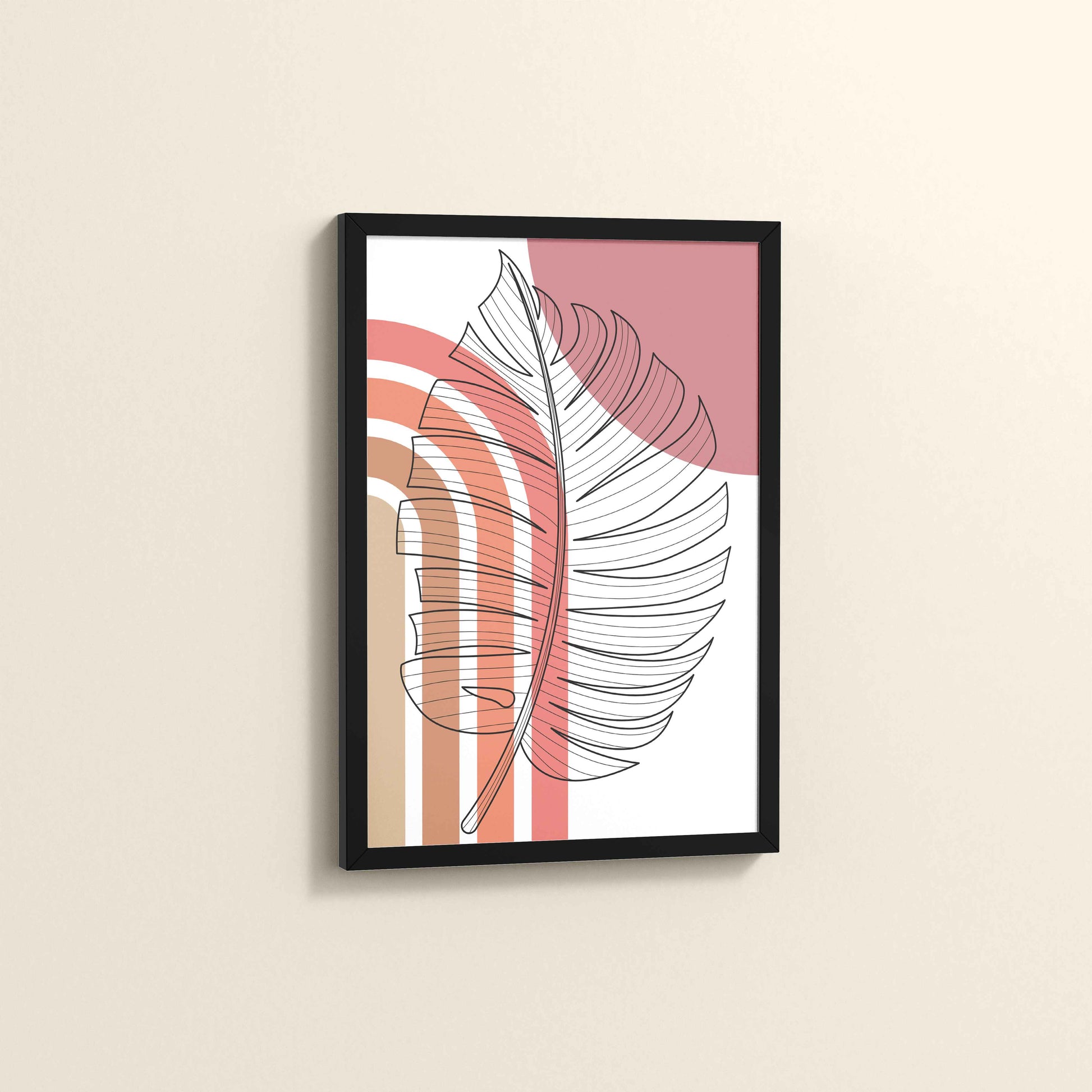 Side View of Minimal Leaf Flow – Boho Line Art Frame in Black Color Frame