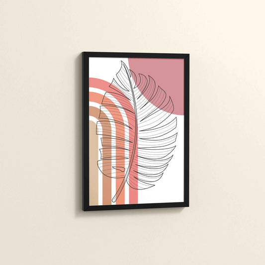 Side View of Minimal Leaf Flow – Boho Line Art Frame in Black Color Frame