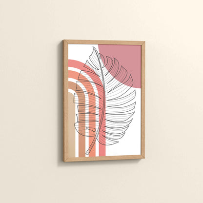 Side View of Minimal Leaf Flow – Boho Line Art Frame in Natrual Color Frame