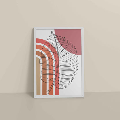 Floor View of Minimal Leaf Flow – Boho Line Art Frame in White Color Frame