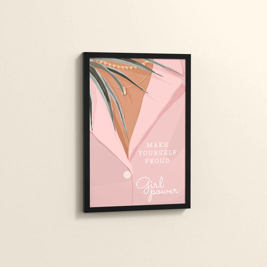 Side View of Make Yourself Proud – Girl Power Boho Art Frame in Black Color Frame