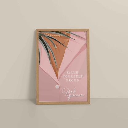 Floor View of Make Yourself Proud – Girl Power Boho Art Frame in Natrual Color Frame