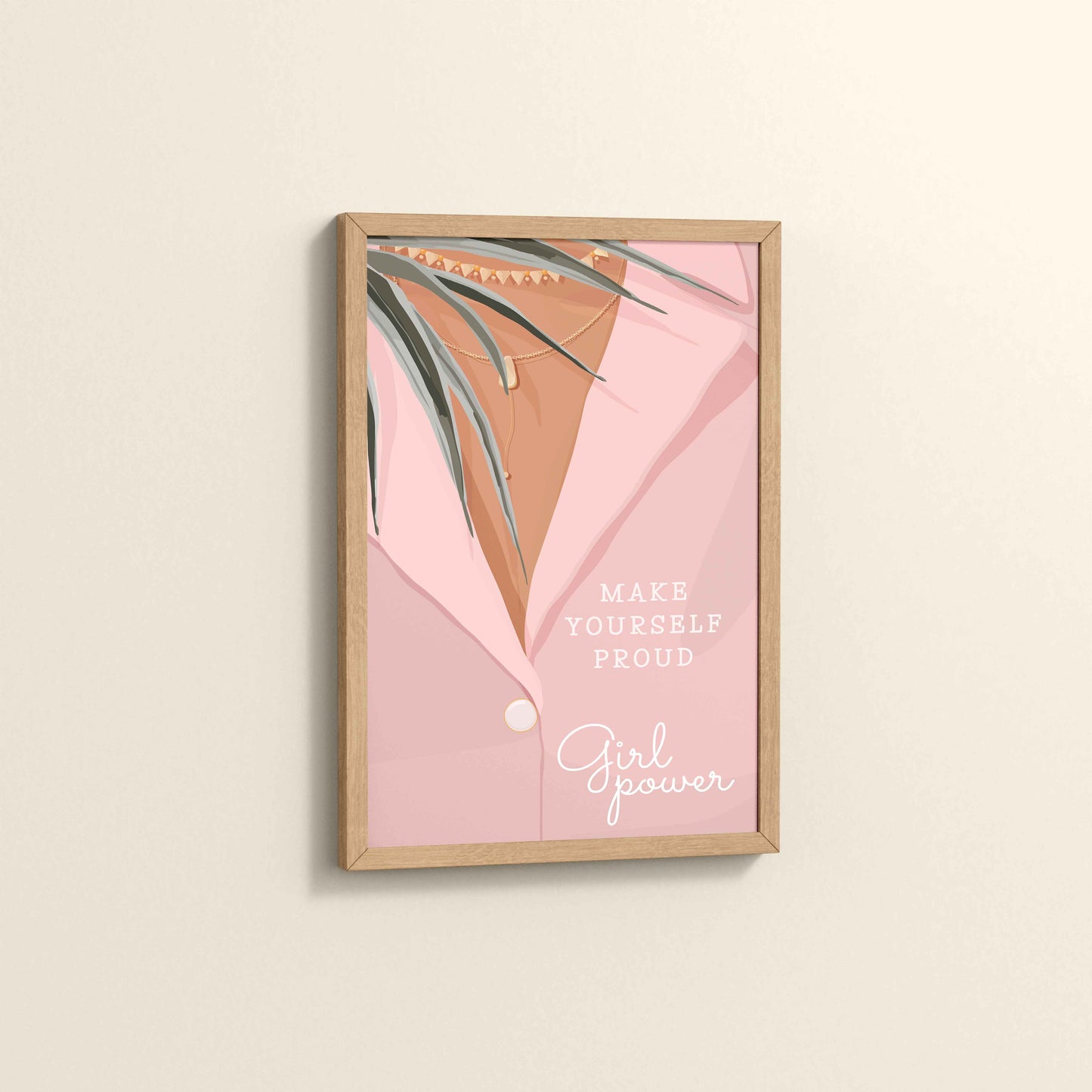 Side View of Make Yourself Proud – Girl Power Boho Art Frame in Natrual Color Frame