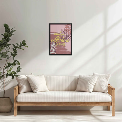 Living Room Cabinet Table Preview of Adventure Begins – Boho Botanical Wall Art & Decor in Black Color Frame