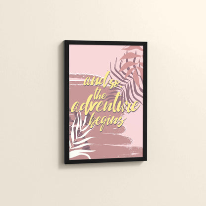 Side View of Adventure Begins – Boho Botanical Wall Art & Decor in Black Color Frame