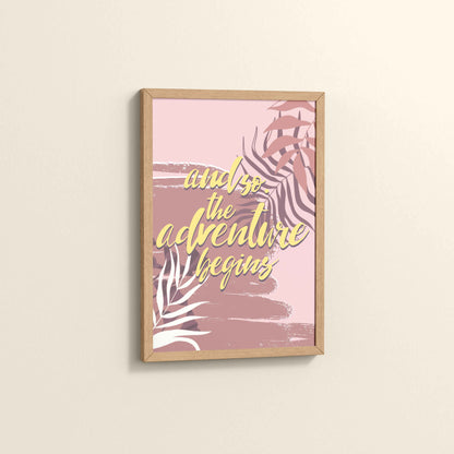 Side View of Adventure Begins – Boho Botanical Wall Art & Decor in Natrual Color Frame