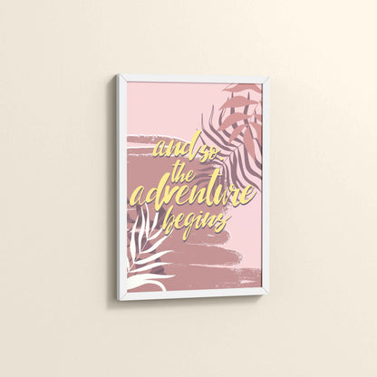 Side View of Adventure Begins – Boho Botanical Wall Art & Decor in White Color Frame