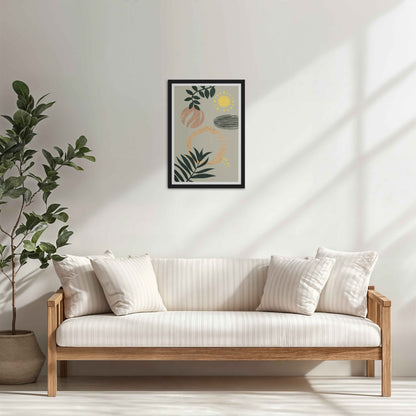 Living Room Cabinet Table Preview of Modern Boho Abstract Wall Art – Framed Painting in Black Color Frame