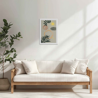 Living Room Cabinet Table Preview of Modern Boho Abstract Wall Art – Framed Painting in White Color Frame
