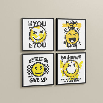 Side View of Self-Empowerment Motivational Quote Set of 4 Frames in Black Color Frame