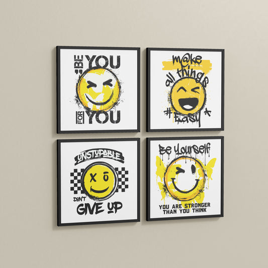 Side View of Self-Empowerment Motivational Quote Set of 4 Frames in Black Color Frame