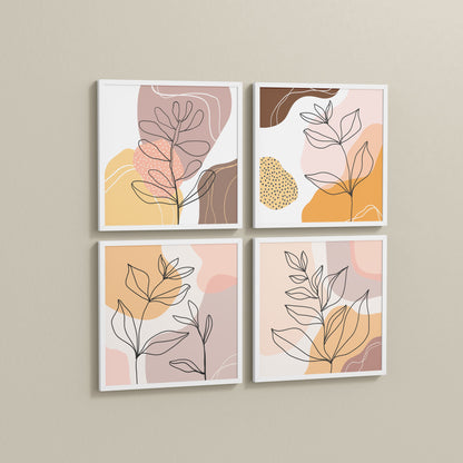 Side View of Ethnic Bohemian Wall Art Frames Set of 4 in White Color Frame