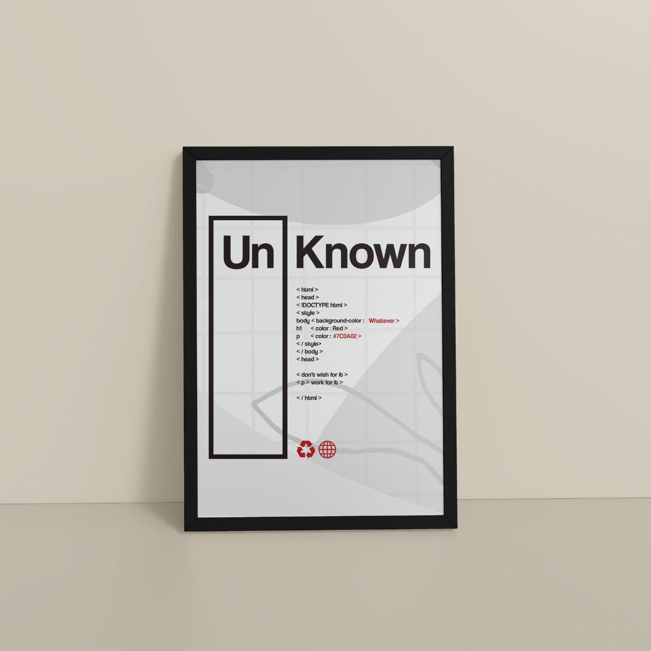 Floor View of UnKnown – Code Your Own Identity Wall Frame in Black Color Frame