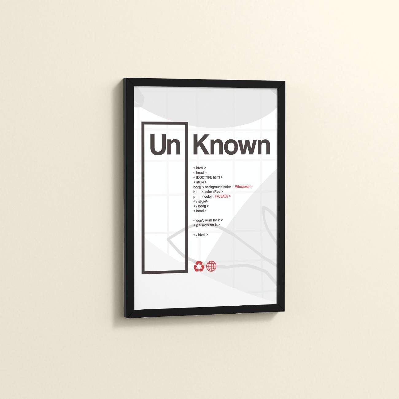 Side View of UnKnown – Code Your Own Identity Wall Frame in Black Color Frame
