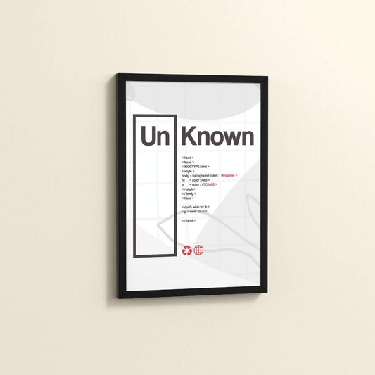 Side View of UnKnown – Code Your Own Identity Wall Frame in Black Color Frame