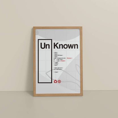 Floor View of UnKnown – Code Your Own Identity Wall Frame in Natrual Color Frame