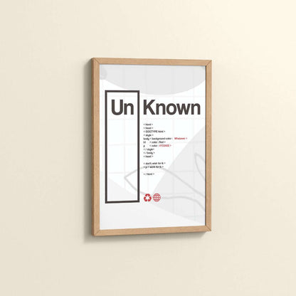 Side View of UnKnown – Code Your Own Identity Wall Frame in Natrual Color Frame