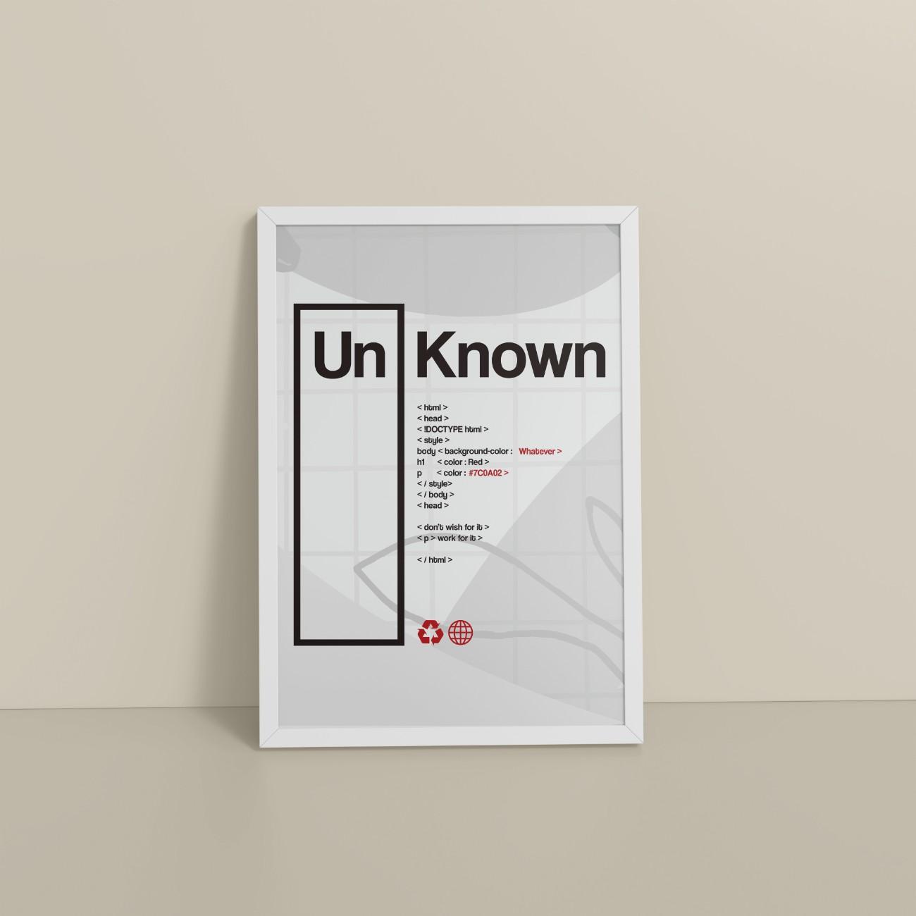 Floor View of UnKnown – Code Your Own Identity Wall Frame in White Color Frame
