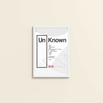 Wall View of UnKnown – Code Your Own Identity Wall Frame in White Color Frame