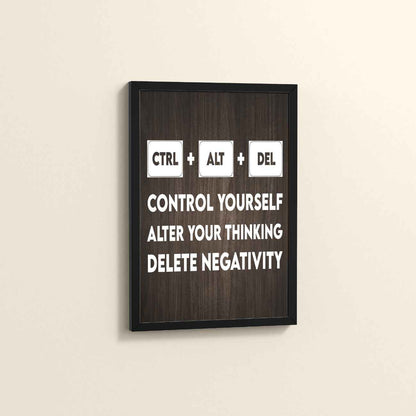Side View of Code Your Mind – Control, Alter, Delete Wall Frame in Black Color Frame