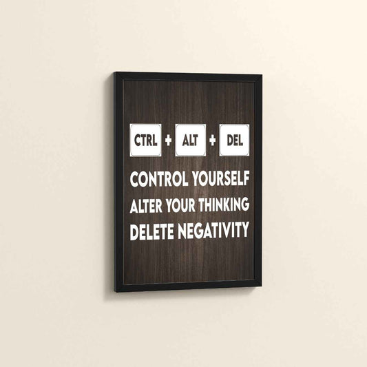 Side View of Code Your Mind – Control, Alter, Delete Wall Frame in Black Color Frame